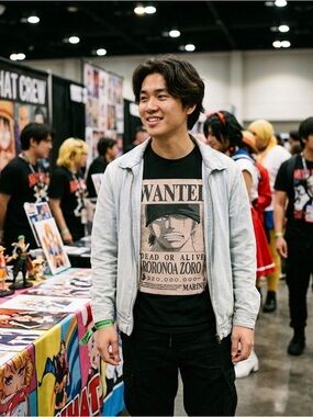 Black Graphic 'Wanted' Roronoa Zoro T-Shirt